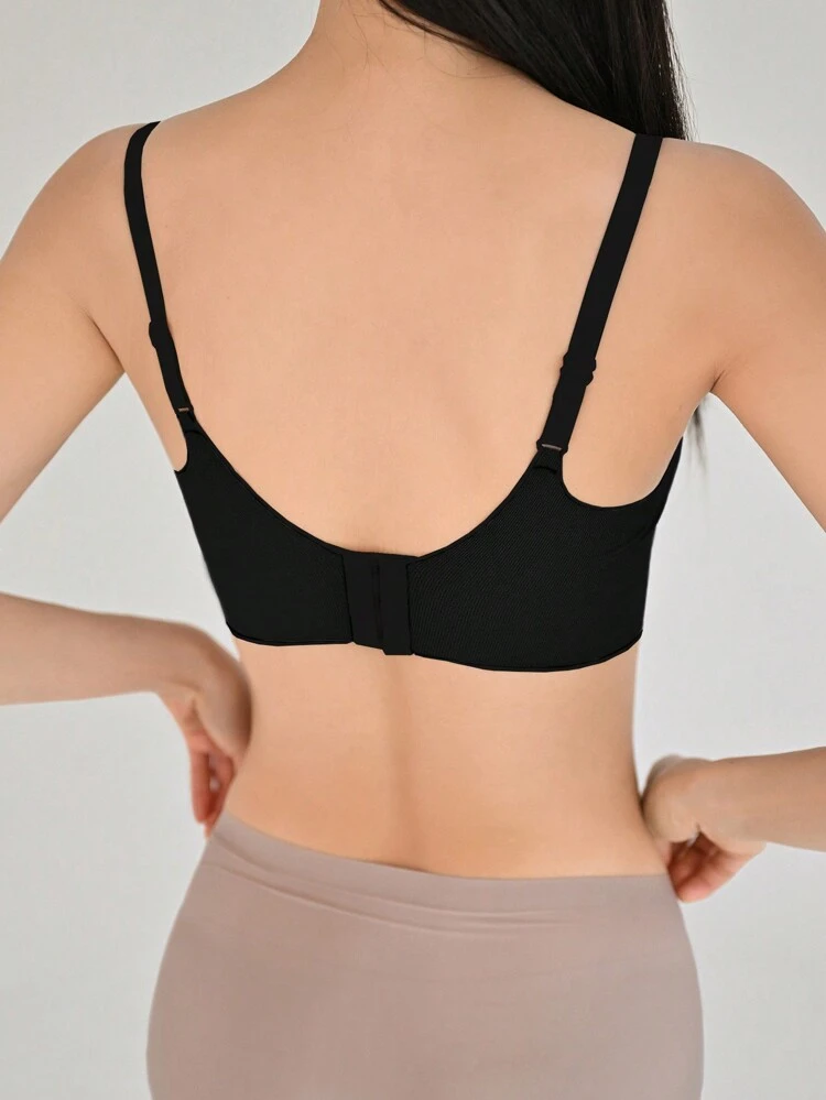 Letter Patched Detail Wireless Bra,Back To School Clothes Lingerie For Women