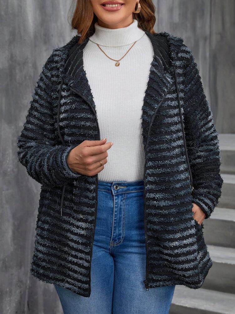 Plus Zip Up Hooded Coat