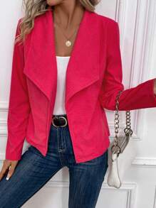 SHEIN LUNE Veste Col Cascade Ouvert - Rose vif - Voir 4