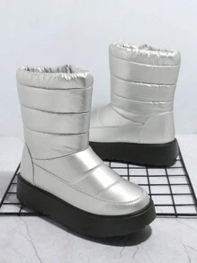 SHUZIA 絎縫厚底雪地靴 - 銀色 - 查看 6