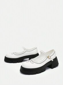 SheIn MOD Women's Thick Heel Shoes - White - View 2