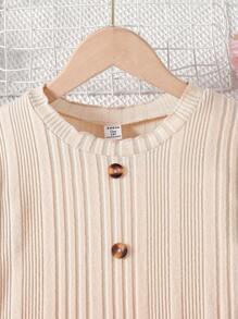 Teen Girl Button Front Belted Dress - Apricot - View 3