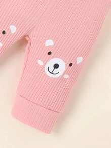 Baby Boy Newborn Baby Cartoon Graphic Bodysuit & Pants & Hat - Pink - View 5