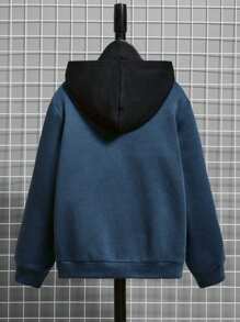 SHEIN Tween Boy Letter Graphic Two Tone Sweatshirt - Blue - View 2