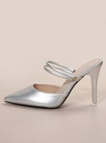 Fall/Winter 2025 Women Closed Toe Pumps, New Elegant Mules Heels Shoes, Suitable For Date, Street, Party, Meeting, Commute And Business,Elegant,Elegant - Silver - View 4