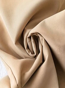 SHEIN LUNE Plus Open Front Patch Pocket Blazer & Pants - Khaki - View 3