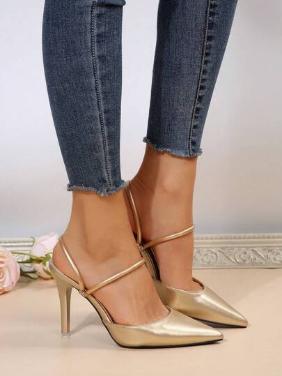 2025秋冬季优雅女士闭趾高跟鞋，新款仙女风套脚鞋，适合约会、购物、派对、聚会、日常通勤、商务等场合，优雅女士高跟鞋，尖头鞋跟