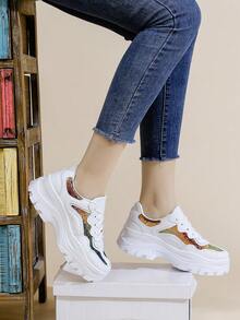 秋冬女士厚底防水運動鞋,時尚休閒女鞋 - 彩色 - 查看 10