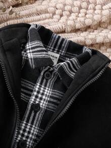 男嬰格紋印花襯衫&夾克背心和褲子