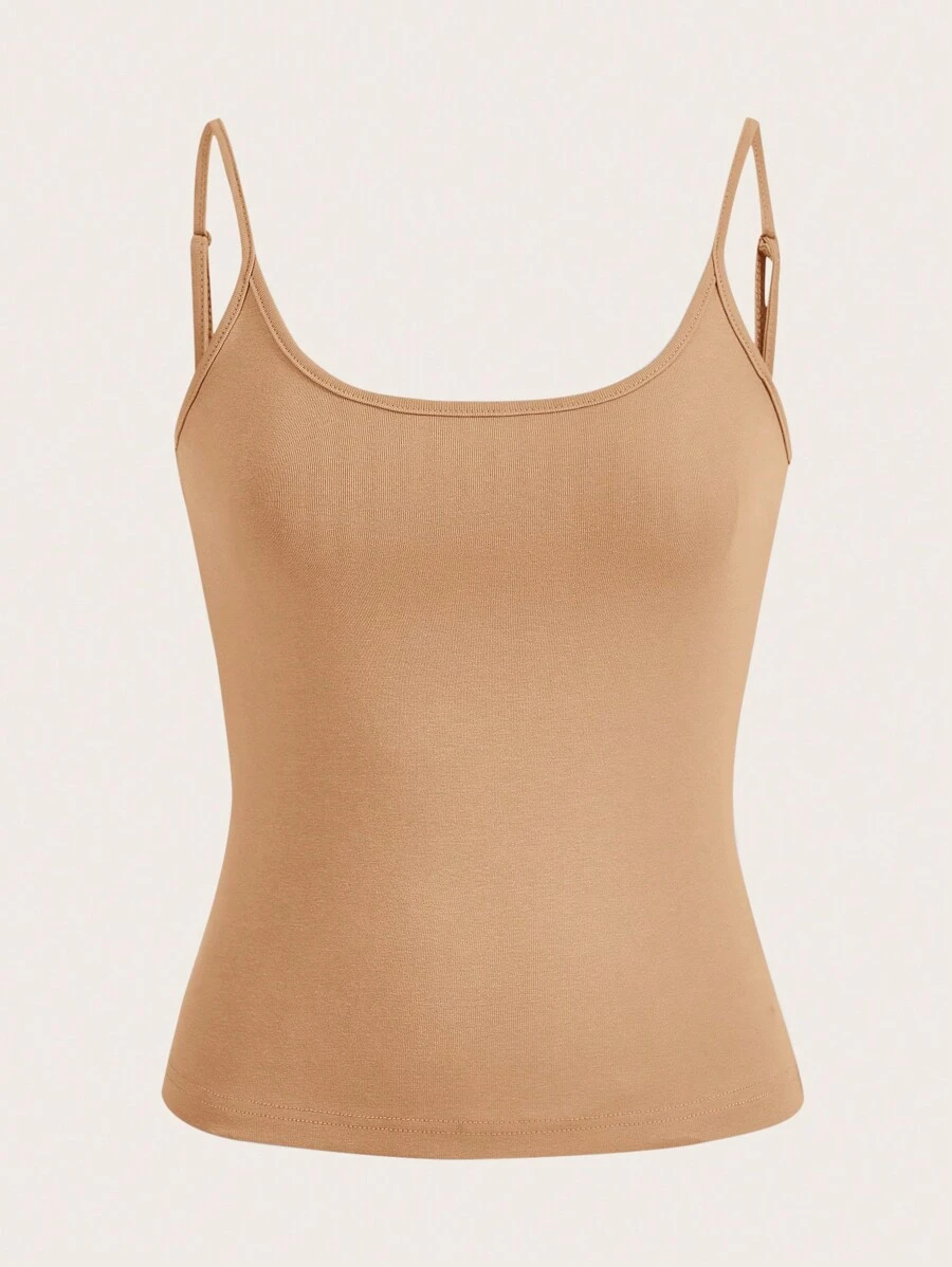 SHEIN BASICS Solid Cami Top - Rust Brown - View 1
