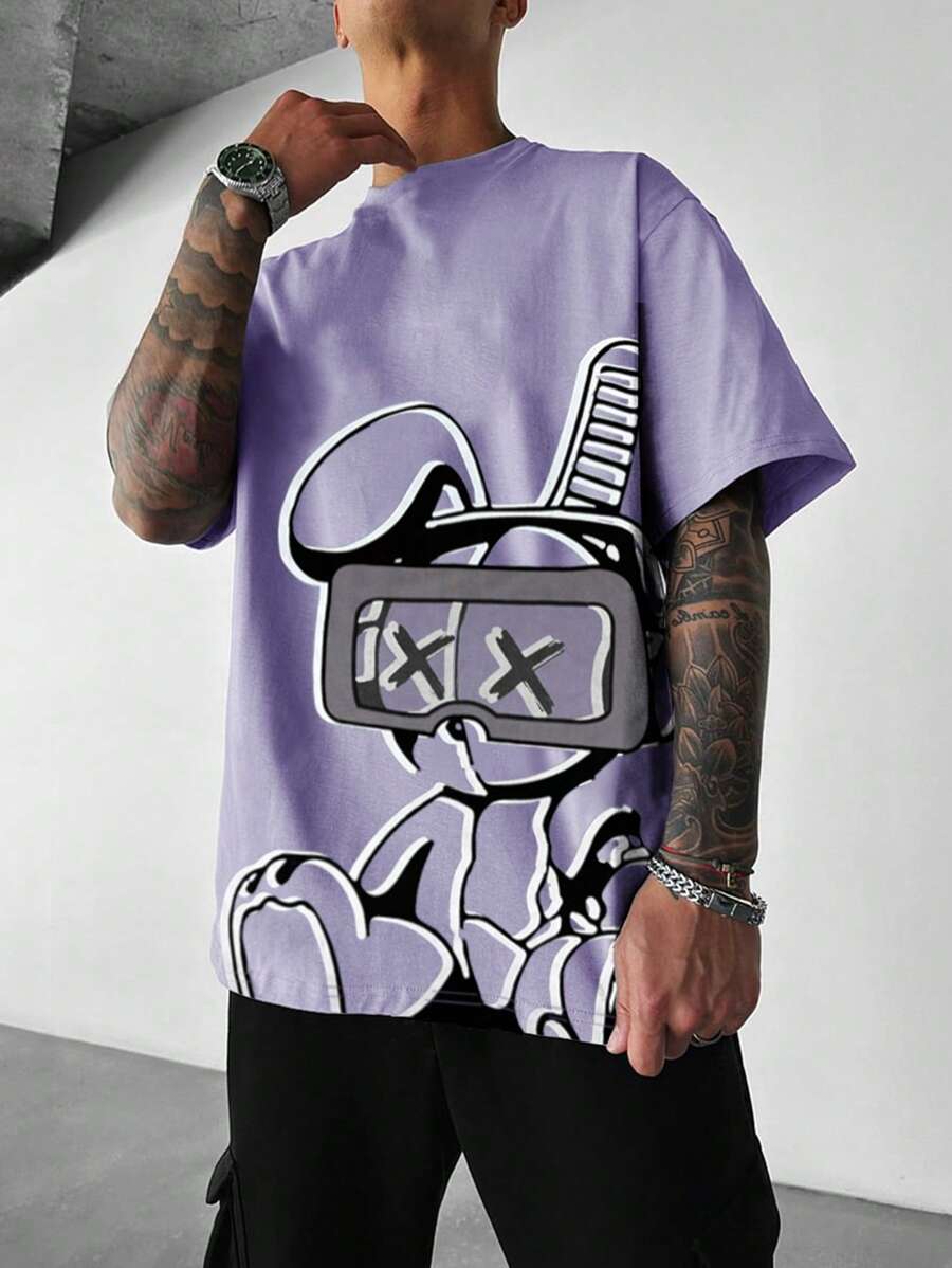 Manfinity EMRG Men Cartoon Graphic Tee - Mauve Purple - View 1