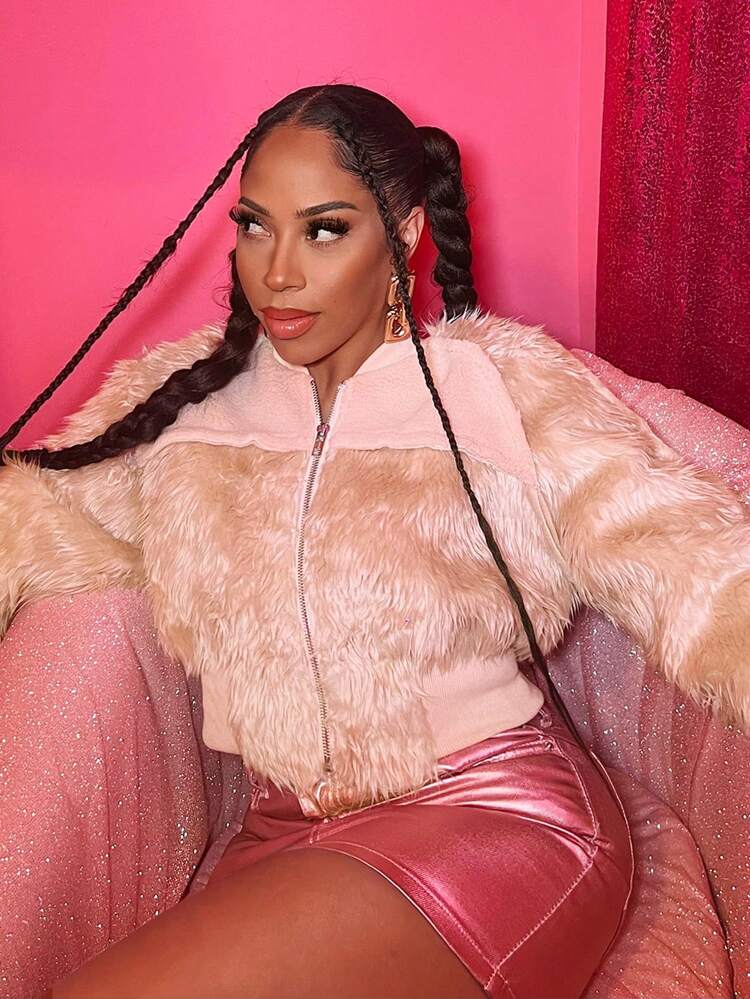 Zip Up Crop Fuzzy Coat