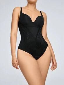 Body fajas con encaje en contraste - Negro - Ver 1