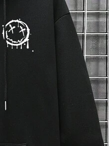 Manfinity 男士加大碼卡通印花運動衫 - 黑色 - 查看 3