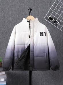 SHEIN Tween Boys' Casual Gradient Printed Stand Collar Thick Padded Winter Parka - Multicolor - View 1