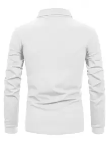 男士拼接雙色格子邊POLO衫 - 白色 - 查看 2