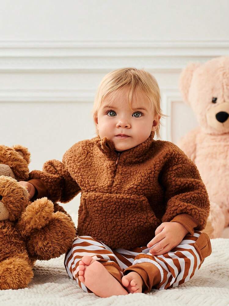 Baby Boy Half Zip Teddy Sweatshirt