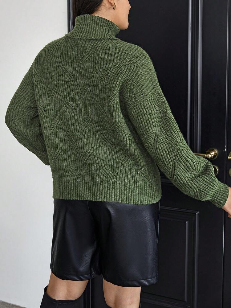 Plus Turtleneck Drop Shoulder Sweater