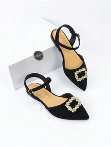 Women's Plus Size Hollow Out Flat Shoes - Black - View 6