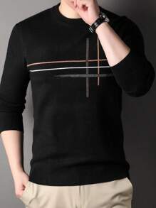 Men Striped Pattern Sweater