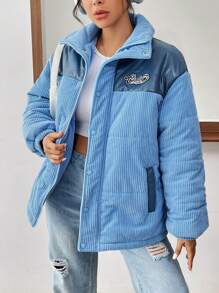 SHEIN EZwear 女士灰絨冬季外套 - 淺藍色 - 查看 4