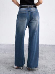 DAZY Slant Pocket Wide Leg Jeans Without Belt - Light Wash - View 2