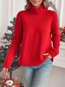 SHEIN LUNE 高領條紋針織套頭毛衣