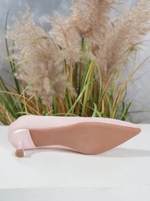 Ladies' Pink Shoes, Low Vamp High Heels - Pink - View 5