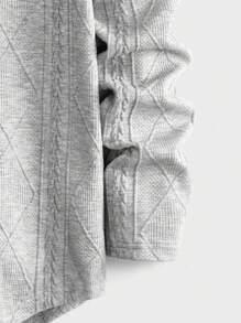 Manfinity BRENVOR 男士针织休闲圆领百搭日常灰色长袖T恤，情侣装