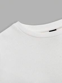 SHEIN ICON Chất rắn Cắt ra Áo phông Crop - trắng - Xem 4