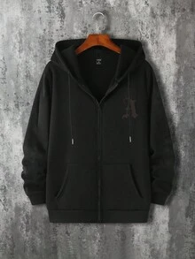 Manfinity EMRG Nam Đồ họa Chữ cái Thả vai Hoodie - màu đen - Xem 2