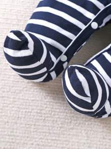 男嬰條紋和字母圖案二合一連身褲&帽 - 藏蓝色 - 查看 3