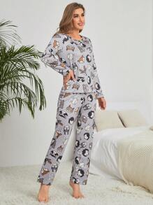 Bộ đồ ngủ họa tiết hoạt hình / Bộ đồ ngủ, Quần áo mùa thu - Nhiều màu - Xem 5