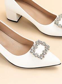 Fall/Winter Women's Simple High Heeled Pump Shoes,Elegant - White - View 3