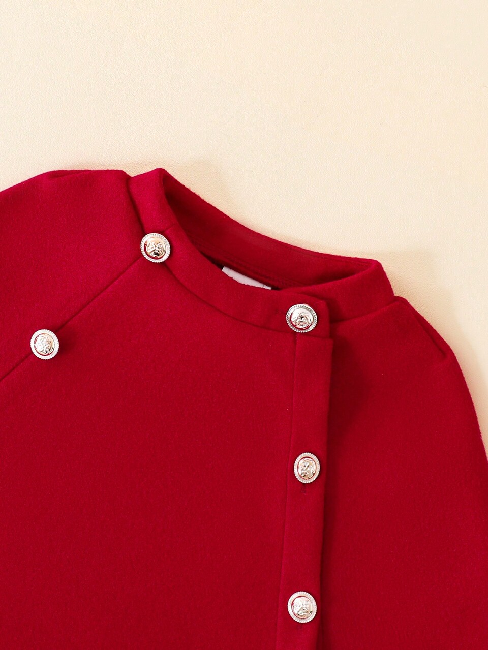 Young Girl Contrast Trim Cloak Sleeve Double Breasted Cape Overcoat for Christmas