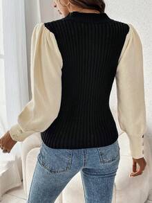 SHEIN Frenchy Hai âm Ống tay áo Áo len - Nhiều màu - Xem 2