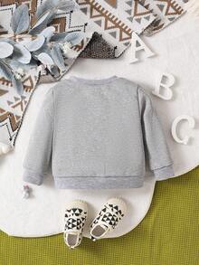 Áo nỉ dài tay in hình voi thường ngày cho bé trai, Thu/Đông - Xám - Xem 2