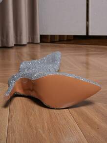 Women's Knee-high Silver Boots, Shiny & Sparkly Boots For Evening Party - Silver - View 7