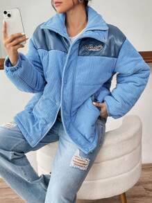 SHEIN EZwear 女士灰絨冬季外套 - 淺藍色 - 查看 1