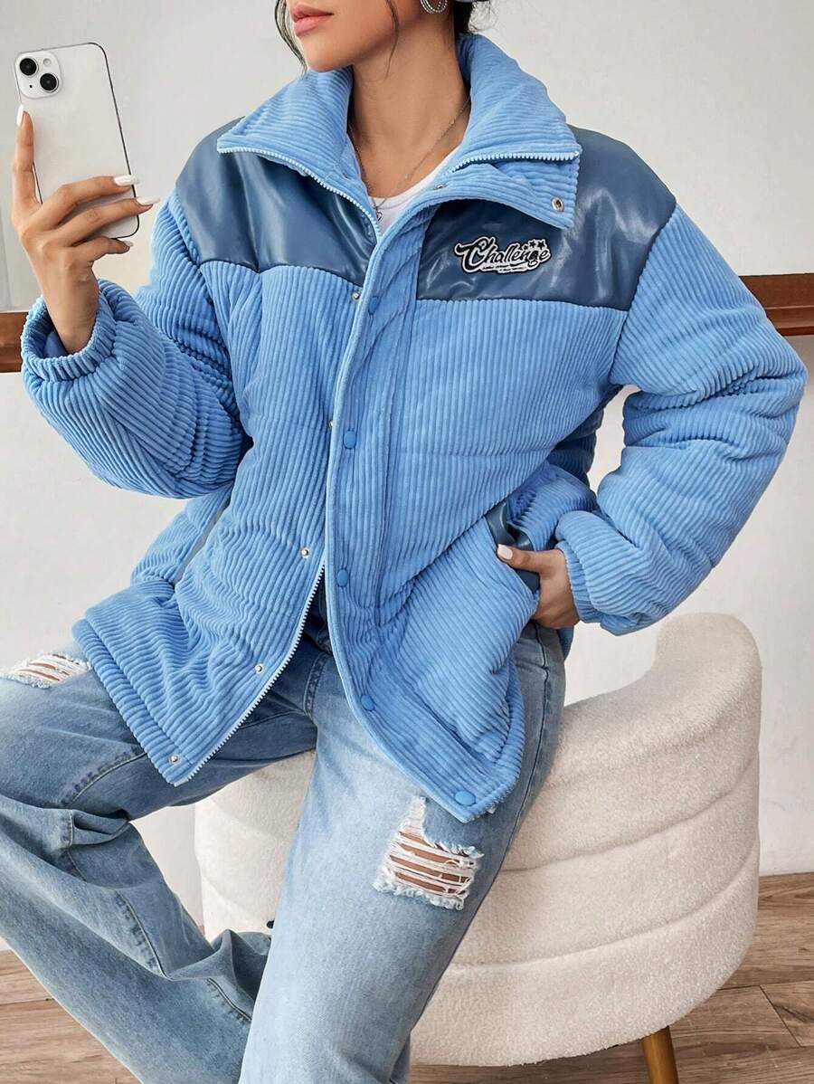 SHEIN EZwear 女士灰絨冬季外套 - 淺藍色 - 查看 1