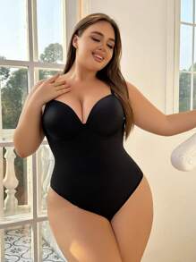 Plus Solid Shapewear Cami Bodysuit