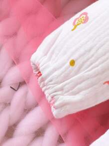 Baby Girl Floral Print Ruffle Trim Jumpsuit & Headband - White - View 6