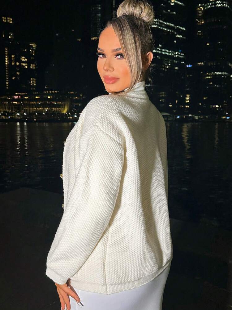 Drop Shoulder Button Front Cardigan