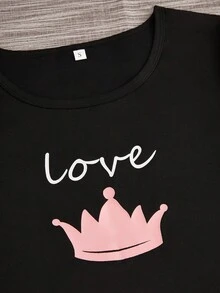 3入組王冠和字母圖案T恤&格紋印花短褲和褲子睡衣套裝 - 彩色 - 查看 4