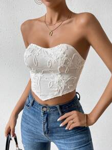 Chiquease 頭巾下擺短款抹胸上衣 - 白色 - 查看 6