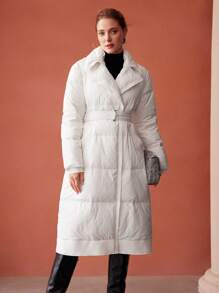 MOTF PREMIUM ÁO KHOÁC ĐỆM CÓ THẮT LƯNG CHO MÙA ĐÔNG - trắng - Xem 5