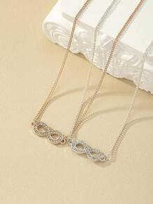 2pcs/set Rhinestone Infinity Symbol Charm Necklace - Multicolor - View 3