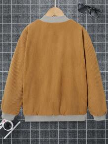 SHEIN Jachetă bomber din velur cu fermoar Tween Boy