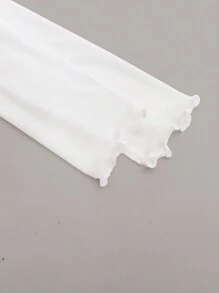 SHEIN ICON 星星圖案木耳邊網紗上衣 - 白色 - 查看 3