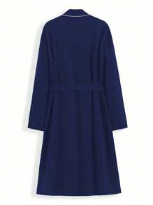 男士撞色滚边系带休闲睡袍，适合秋冬季穿着